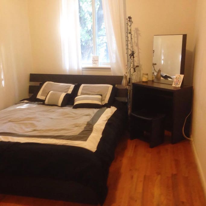 this is YOUR room! the bedding is luxury 400 count with lovely lighting and space