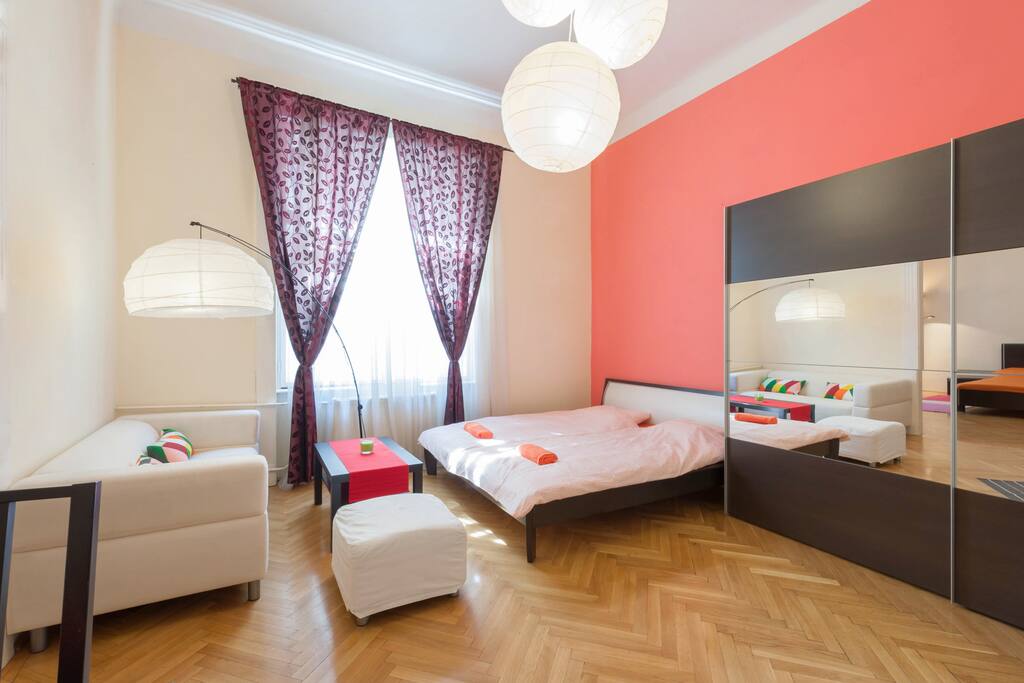 The view of the first bedroom from the door of the hall