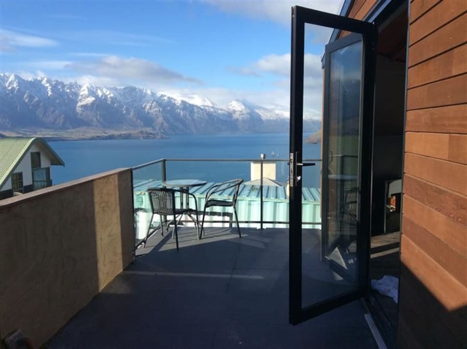 Large tiled balcony