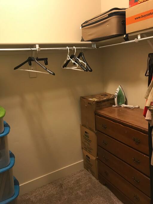 Walk-in closet with dresser drawers