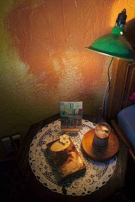 Cozy lamp beside the bed