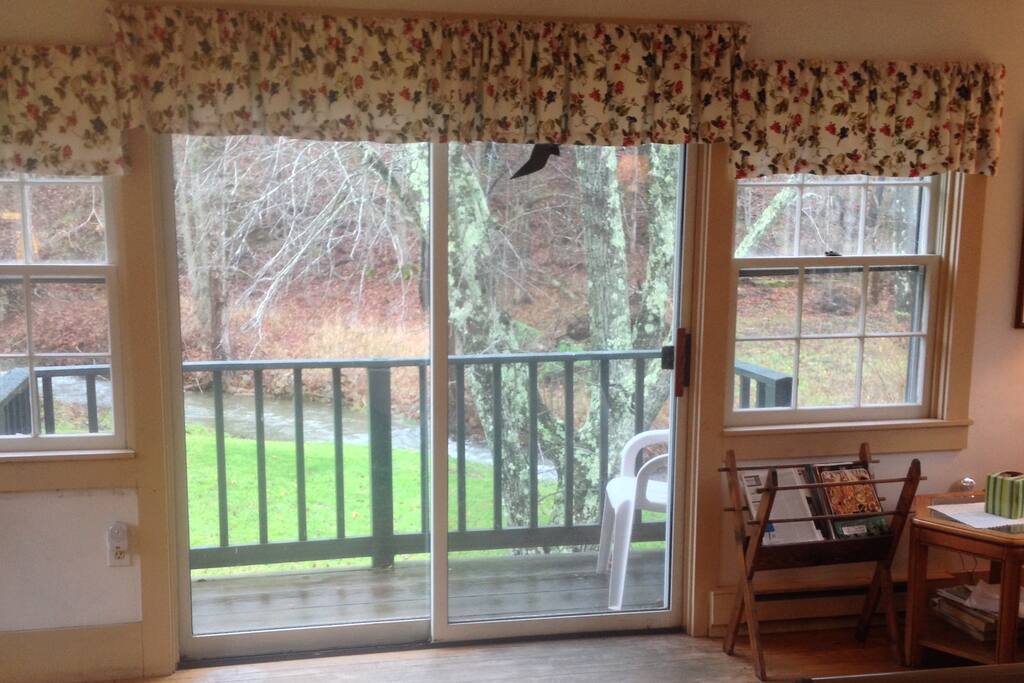 Looking out from the living room towards the stream