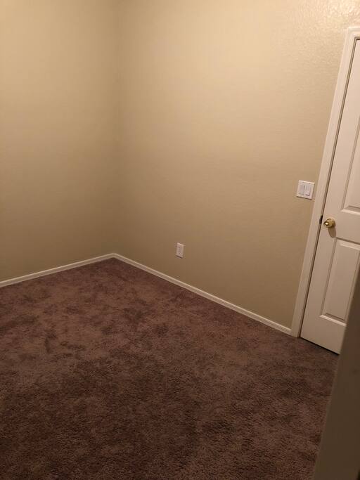 Bedroom number one. There will be either a queen bed or air mattress in this room. The beds won’t have a frame and will be on the ground.