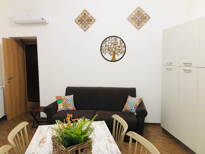 kitchen with super comfortable sofa bed