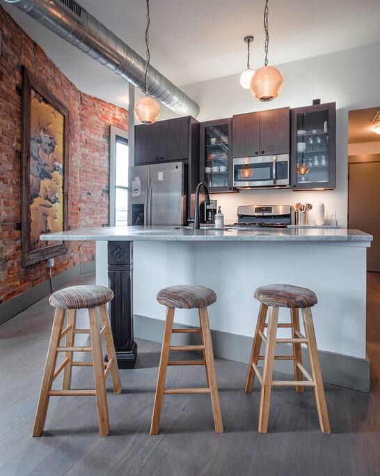 Kitchen island and seating