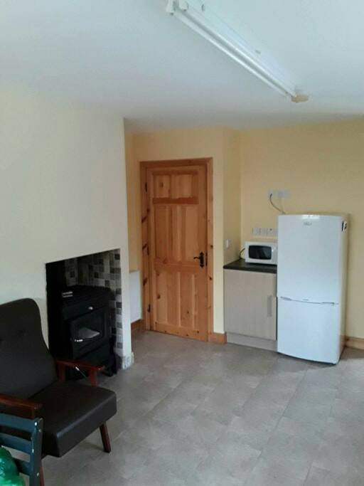 Kitchen with solid fuel stove