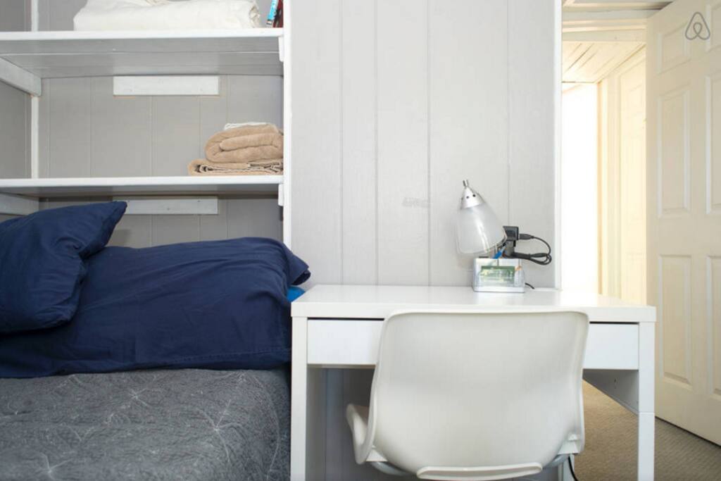 Desk & Shelving in Bedroom