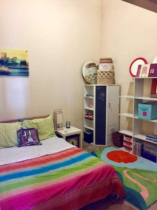 Bedroom #1 - full size bed and with closet and shelf space for your belongings.