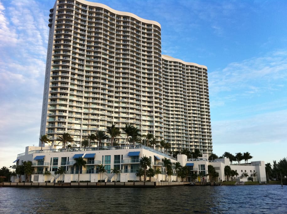 Waterfront Towers on Caloosahatche River and Fort Myers Harbor