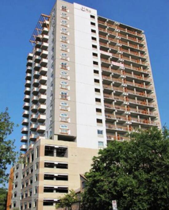 Luxury apartment building with security fobs