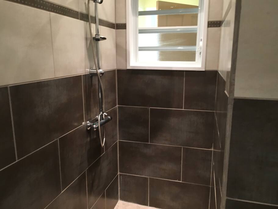 Newly renovated tile bathroom