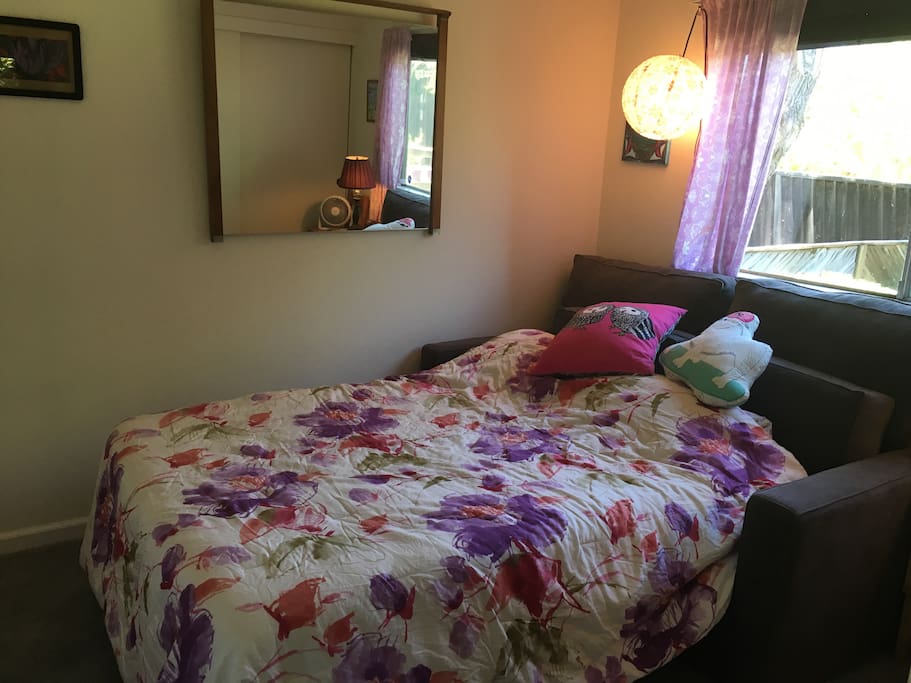 Bedroom with sofa bed, lots of light!