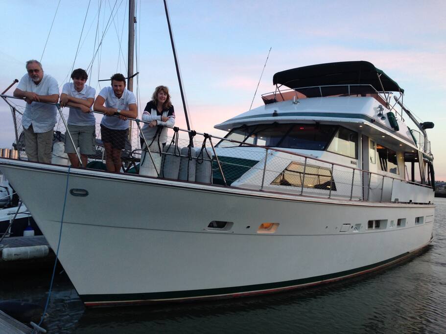 Captain and crew on bow