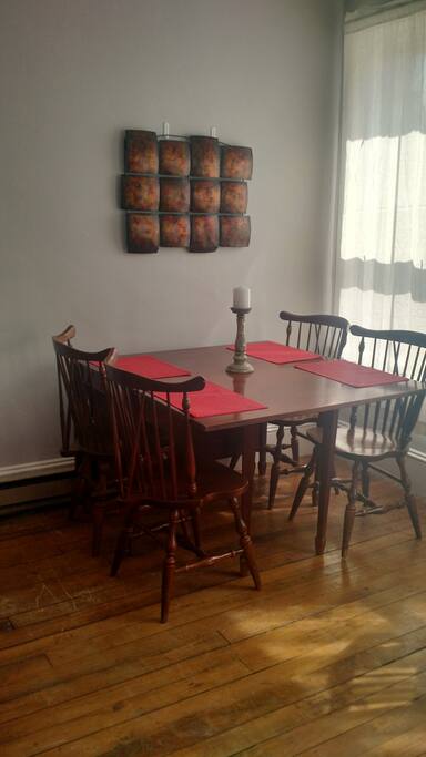 Sunny dining table has comfortable seating for four