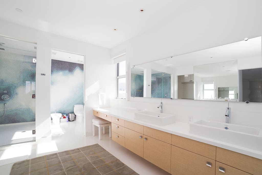 Dual Sinks in Master Bathroom with separate vanity area