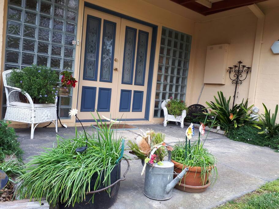 Our cottage style front entrance welcomes you. An old Farm House moved and renovated onto this lovely block.