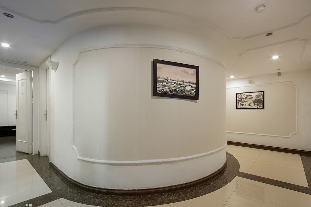 Hotel corridor by floor