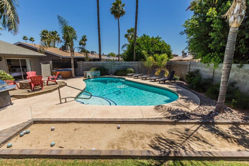 Poolside Boccie Ball Court