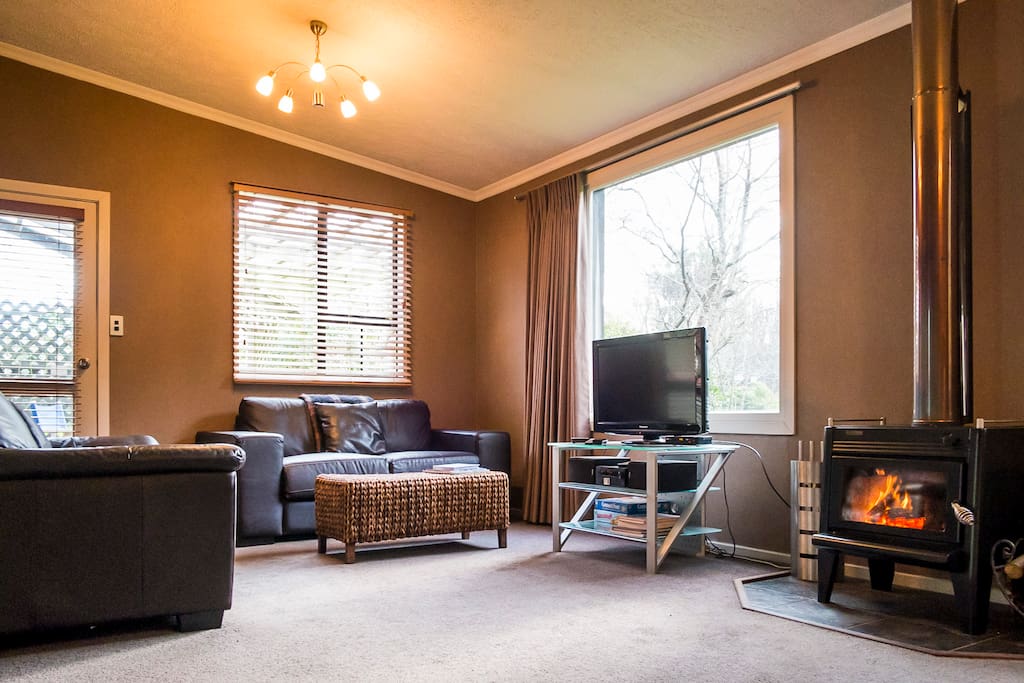 Lounge area with log fire
