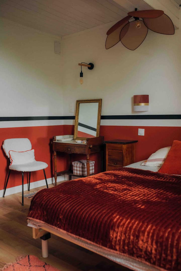 Habitación doble en el piso de arriba. 