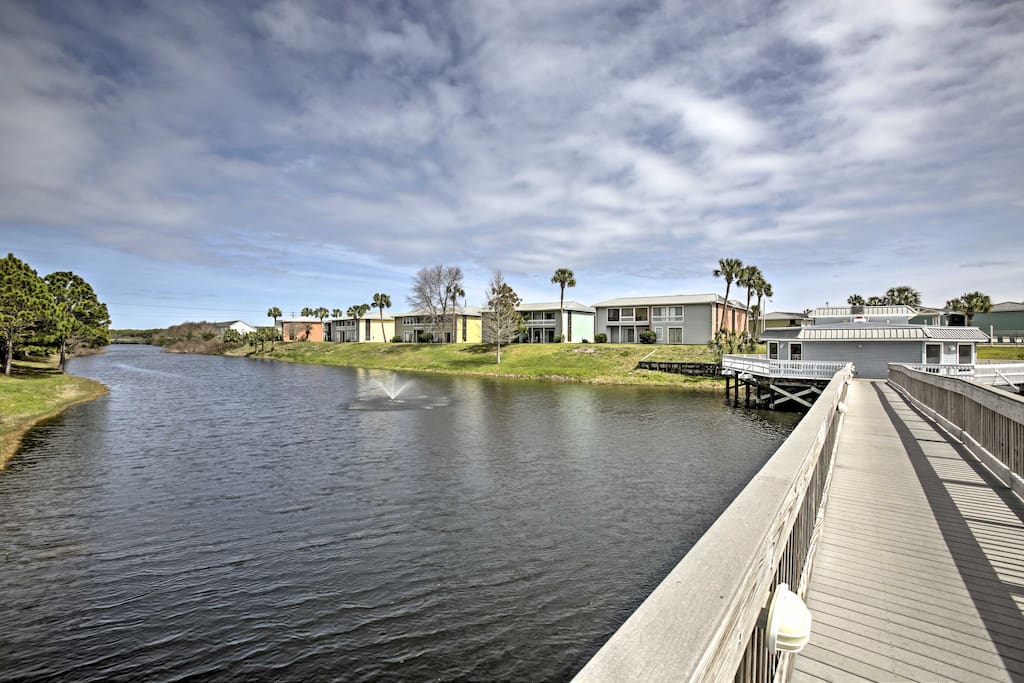 Enjoy views of the Golf Terrace Pond that surrounds the property.