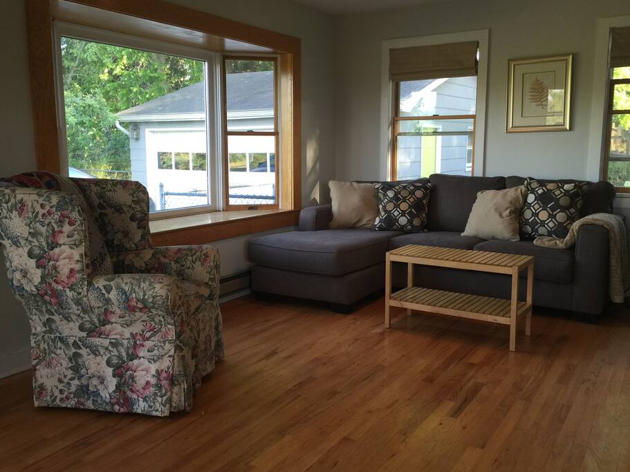 Living room with bay window