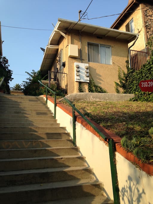 Stairs leading to my bungalow.