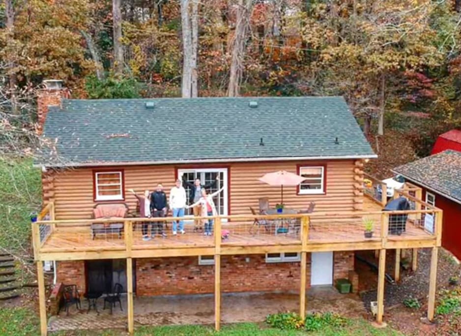 View from a drone in back of cabin: thank you guests!!!