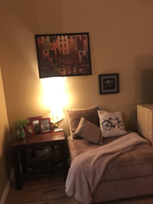 Sitting on couch view. This is for the reader.