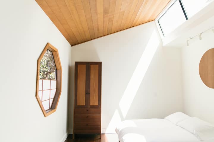 Clerestory windows above bedroom