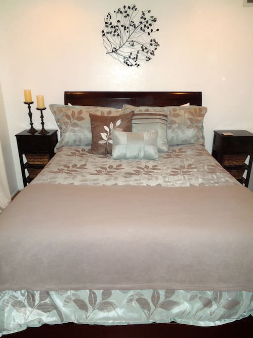 Sleep soundly on our queen, pillow top mattress. We have plenty of pillows as well as extra blankets.