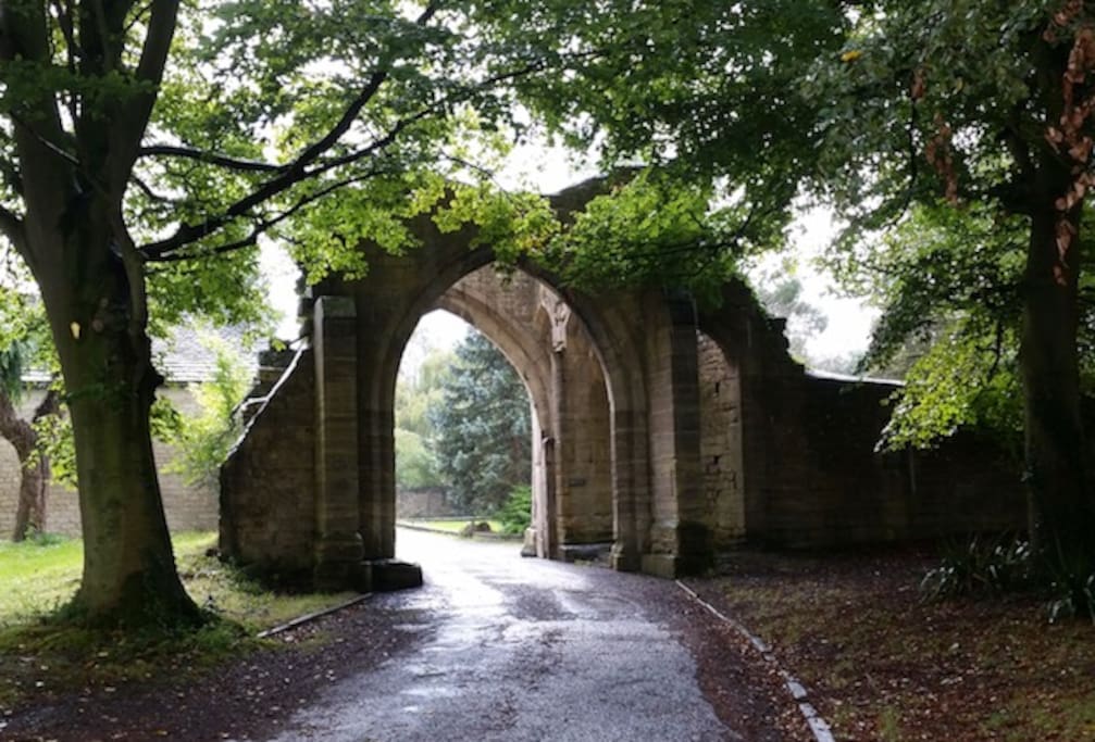 The medieval arched entrance to our complex