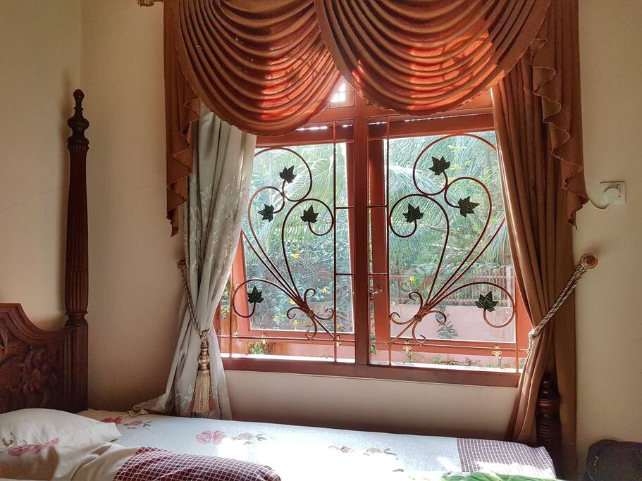 you can have morning sun shine in the morning and the greens through your window