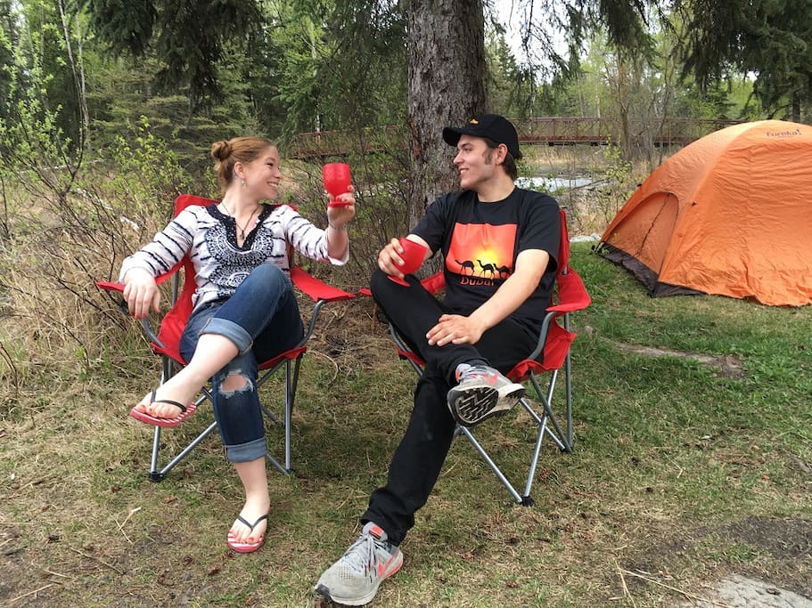 Relaxing after a hard hike.