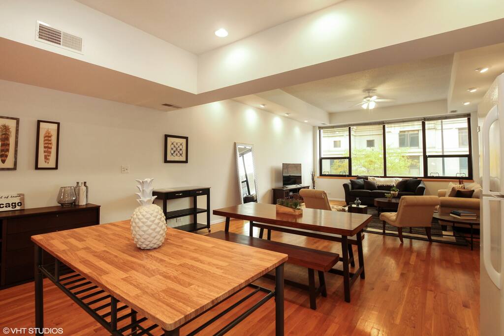 Enjoy the open floor plan when serving up dinner.