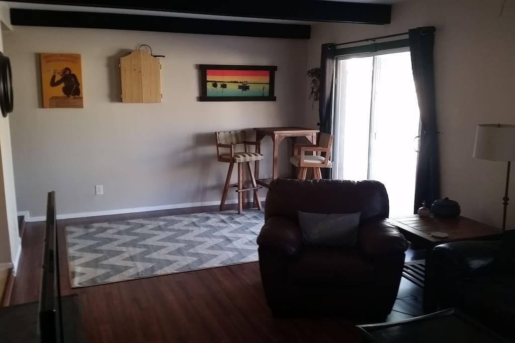 Living room with dart board