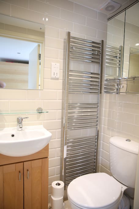 Spacious ensuite with heated towel rail