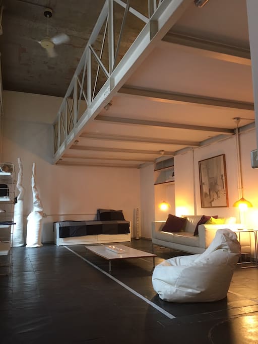 Living Room - Sofa and Daybed (sleeps 2 people) below Mezzanine