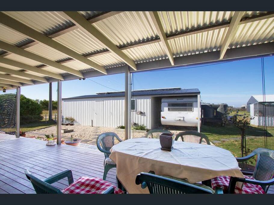 backyard with campervan