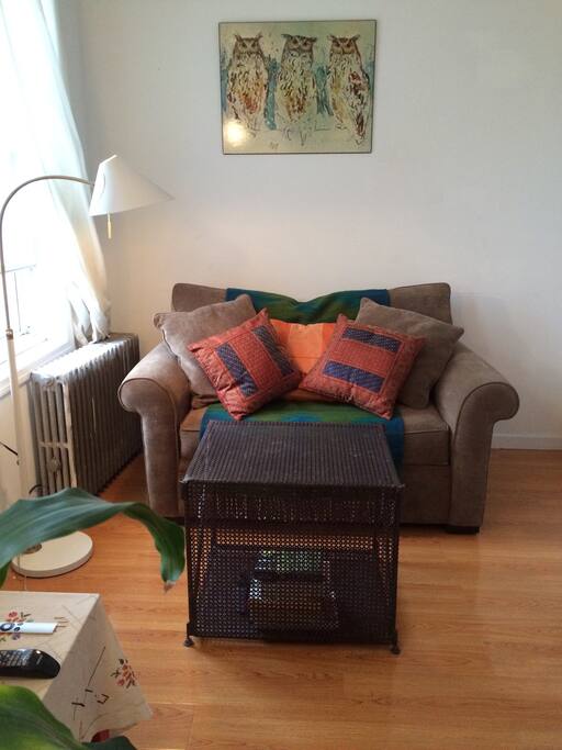 Sofa unfolds into single mattress.