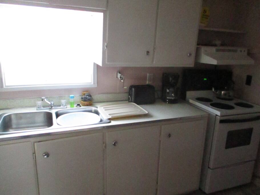 The kitchen is fully equipped