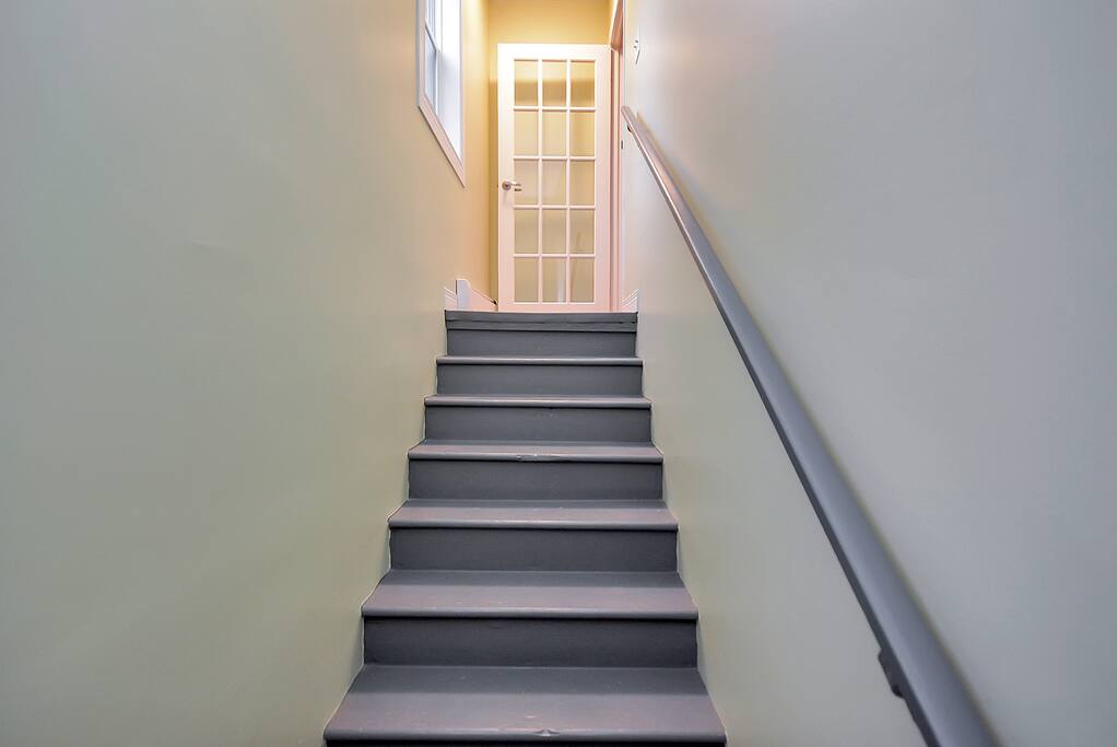 Stairwell leading up to house!
(Leave your shoes in the racks at the bottom.)