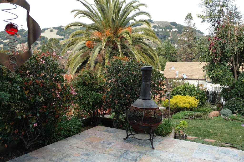 View of garden and hills from the living room.