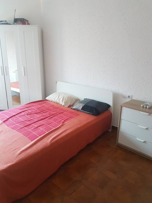 Double room on rent. It is for rent because I am out for vacations. The room does not have a lock on the door. Next to the wardrobe (which is not for your use) is a big window from where fresh air comes in.