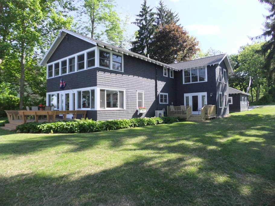 Master bedroom is on the right with private deck