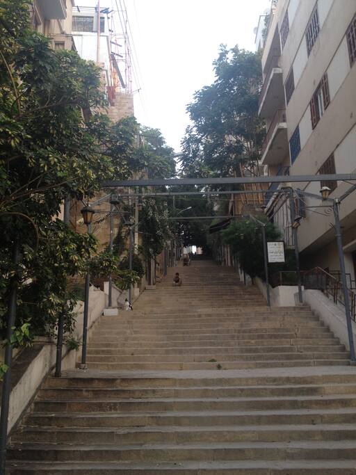 Old Cultural area in Beirut , calm and beautiful . Many exhibitions and cultural events take place on these stairs occasionally