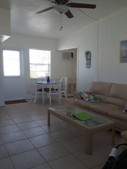 Walk into your beautiful living room and kitchen table!