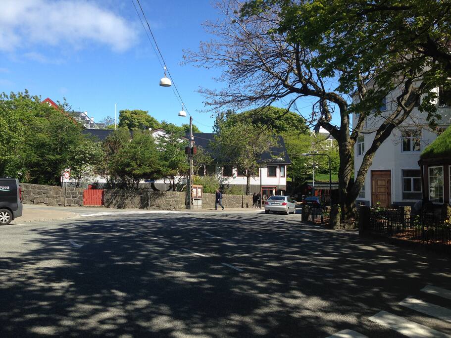 Across the town square