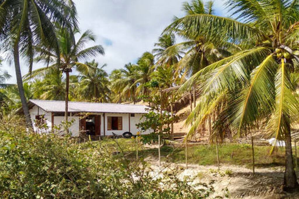 Essa é a nossa casa! Um acolhedor Chalé, com muitas comodidades e no meio de um coqueiral a perder de vista. Muito romântico, não é mesmo?