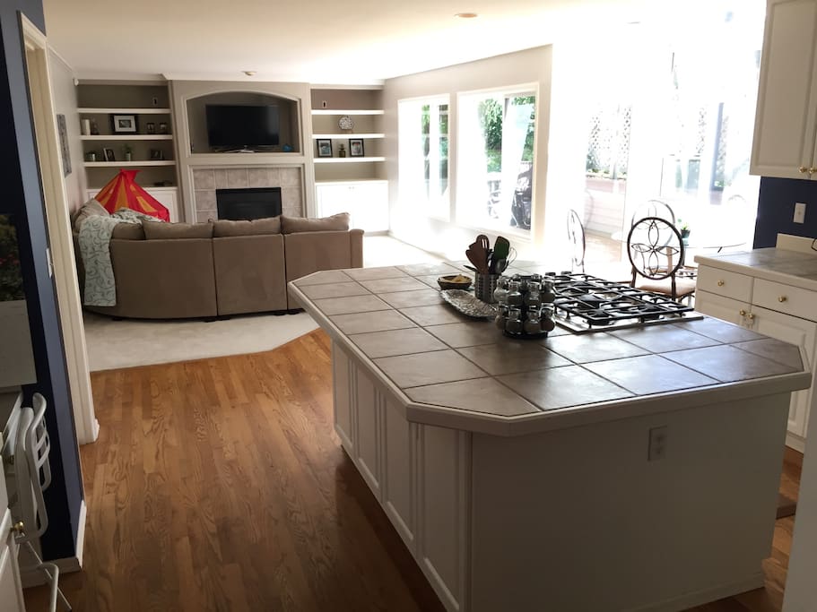 View of family room from kitchen